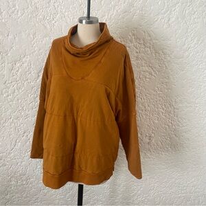 Ischiko Oska Cowl Neck Sweatshirt Womens Large Sweater Top Rust Orange Lagenlook